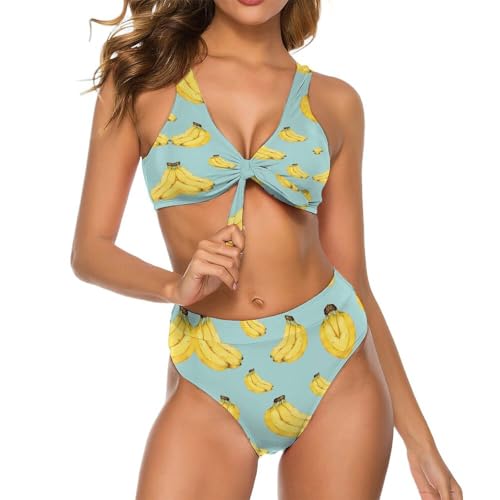 Image of Dgsxynth Women's Swimsuit, Cartoon Bananas Bikini Set, Two Piece Swimwear Bathing Suits
