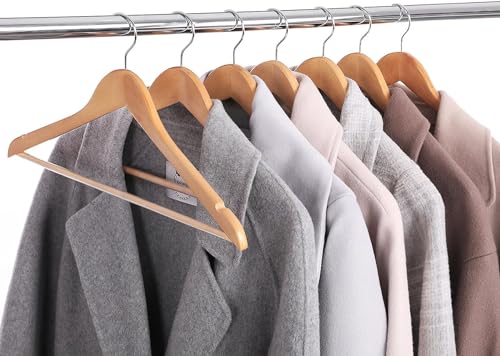 Kit 10 Cabides de Madeira Adulto 360° Para Roupas Calças Cor Marfim Envernizado Terno Calça Jeans Re