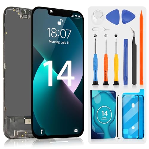 Pacchetto Include: La confezione include 1 x LCD Display per iPhone 14, 1 x Set di Strumenti di Riparazione