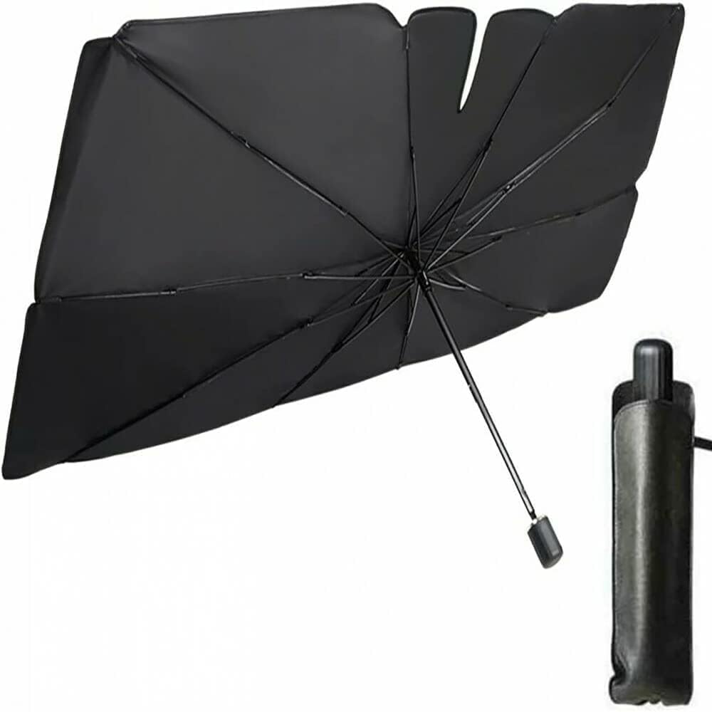 RESCIEN Car Sun Shade for Car 31x53inch Front Windshield Titanium silver umbrella surface Isolate Heat Foldable Sunshade Car Cover Visor Umbrella Sunshade suitable for Most Cars Vehicle SUVS