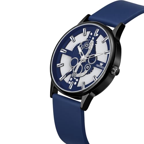 Image of CRESTELLO Silicone Strap Analog Wrist Watch for Men (Black /Blue /Green /Brown /Grey) | 1 Year Warranty* | CR-BK254