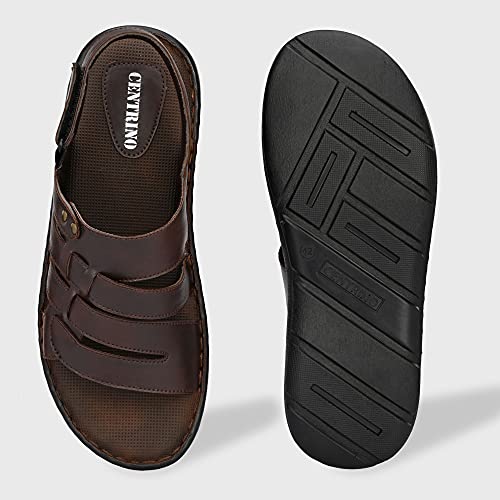 Image of Centrino Men's Sandals |Classical Thong Lightweight Quick-dry Flip Flops | Secure Hook & Loop Closure | Comfortable Close Strap | Heavy Density for Arch Support Comfort, Hand Stitched Chappal (3669)