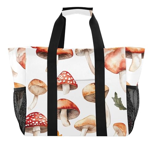 Grand sac de plage en toile imperméable pour femme au motif automnal