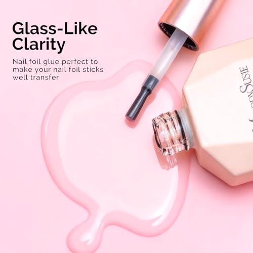 Image of MelodySusie Nail Foil Glue Gel, 15ML Soak Off LED /LUV Foil Transfer Adhesive for Nail Art, Professional Strong Sticky Base for Nail Foils & Stickers, Need Cure with Nail Lamp