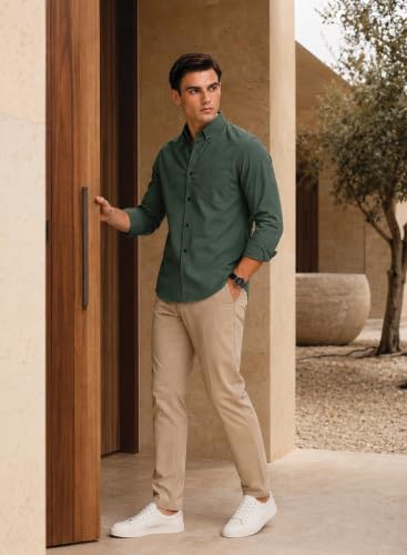 ADRO Men's Green Oxford Cotton Casual Shirt Laurel-Green - Image 7