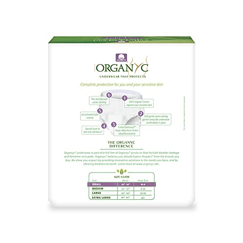 Image of Organyc Bladder Control Underwear for Women - Organic Cotton Protective Underwear for Incontinence, Leak Protection, Odor Protection and Sensitive Skin, Small, 14 Count