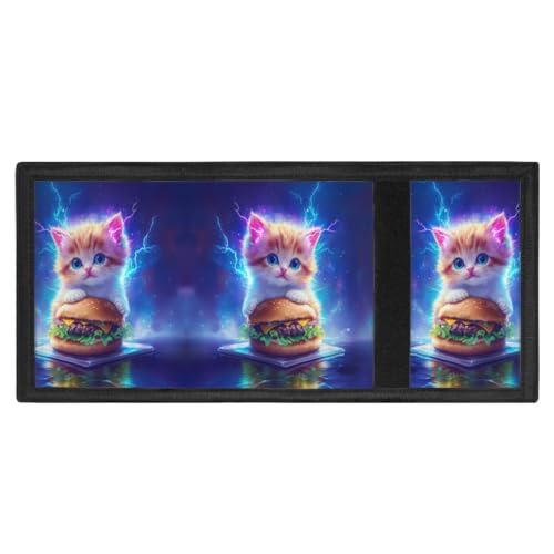 GLUDEAR Kid Wolf Trifold Wallets Outdoor Print Wallet Money Organizer Teens Girl Boy Birthday,Hamburger Cute Cat Lightning3