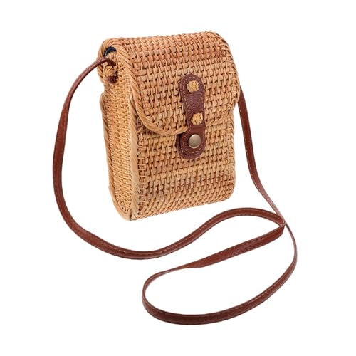HEMOTON Rattan Umhängetasche Damen Leicht Geflochtene Schultertasche...