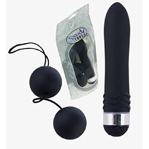 Vibromasseur noir efficace contre la sécheresse avec boules de geisha et lub 20ml
