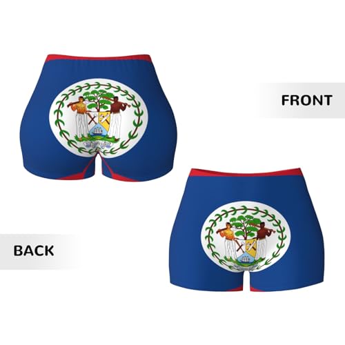 Belize Flag Pattern Sports Shorts, high Elastic Slim Fitness Pants, Suitable for Yoga/Leisure/Daily wear3