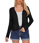 Women's Summer Lightweight V Neck Crochet Button Down Long Sleeve Cardigan Sweater