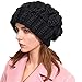 BIBITIME Handmade Knitted Beanie Hat Women Winter Cap Crochet Stripes Leaves (One Size for Adult, Black)