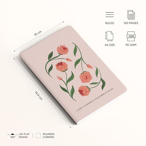 Image of FACTOR NOTES A6 Notebook (Be Weird, Be Happy) | Ruled, 160 Pages, 90 GSM Thick Paper | Cute Aesthetic Notebook for Women