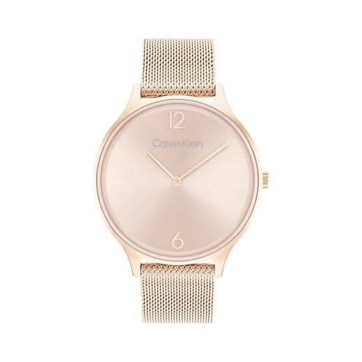 Calvin Klein Reloj Analógico de Cuarzo para Mujer Colección Timeless Mesh 38mm con Pulsera de Acero Inoxidable en Malla o de Cuero