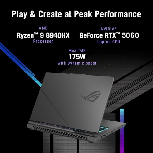 Image of ASUS ROG Strix G16 (2026), AMD Ryzen 9 8940HX,RTX 5060-8GB, 16GB RAM (Upgradeable),1TB SSD, 2.5k FHD+,16 inch(40 cm), Win 11, M365 Basic(1Y),Office 2024, Eclipse Gray, 2.5 Kg, G614PM-TS219WS,Gaming Laptop