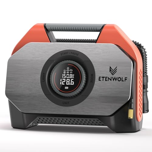 ETENWOLF Vortex S6-19200 mAh Compressore Aria Portatile, 11,03 Bar/160 PSI Pompa Gonfiabile con...