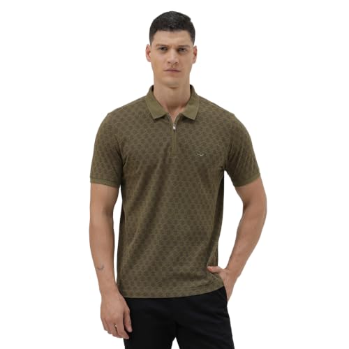 Image of CROCODILE Men's All Over Print Cotton Casual Wear T-Shirt | Collar | Half Sleeve | Comfort Fit | Pull On | Regular