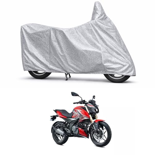 Image of 100% Waterproof Two Wheeler Body Cover Multi Layered Fabric Designed for Bajaj Pulsar N250 | Belt Buckle Lock | Silver Mag