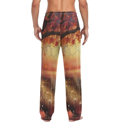 Men's Pajama Pants Autumn Pumpkin Harvest Thanksgiving Sleep Pajama Lounge Pant with Pockets, Elastic Waistband2