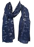 Pamper Yourself Now Blau mit silberner Schattenbildkatzen langer Schal - blue with silver silhouette cats scarf