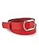 Casa das Peles - Cinturón de Mujer - Cuero - 90 x 2,9 cm - Rojo - De Piel Auténtica - Hebilla Metálica Rectangular con Esquinas Redondas - Muy Moderno