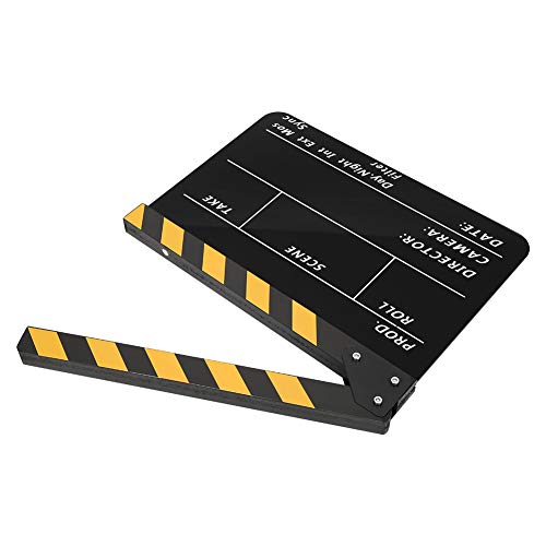 Clap de cinéma magnétique en acrylique avec tableau noir à rayures