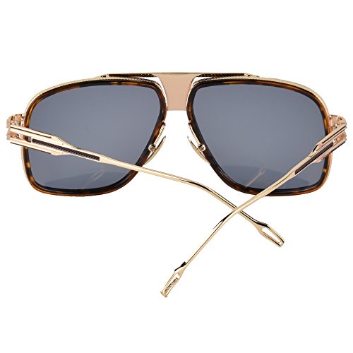 Image of Aviator Sunglasses for Men Retro Fashion Gold Oversized 70s shades