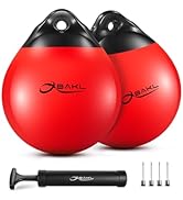 OBAKL Pair of Vinyl Boat Buoy Balls, 11.4 x 13.8 Inches Round Boat fenders Ball for Boat Mooring ...