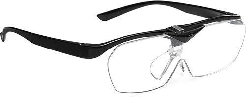 OKH Lupas, aumento del 160%, lente abatible hacia abajo, lentes de lupa manos libres para trabajo cercano, lectura, costura, manualidades,