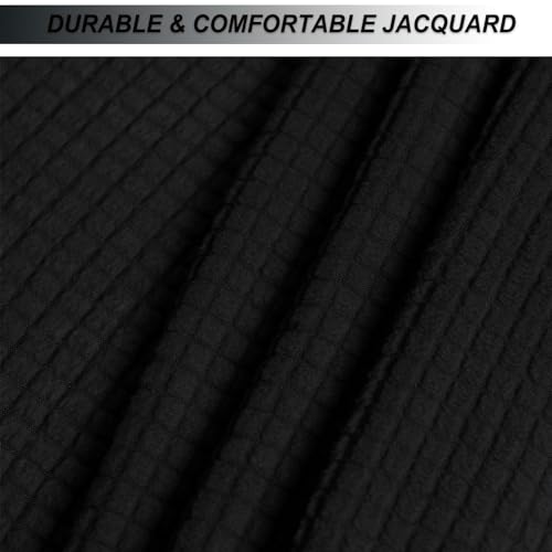 Image of NeColorLife Stretch Ottoman Cover Square Oversized Soft Knitted Jacquard Thick Covers for Large Square Ottoman Storage Stool Furniture Protector Black X-Large