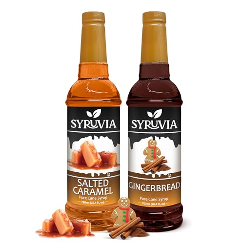 Syruvia Salted Caramel & Gingerbread Syrup- 25.4 fl oz Premium