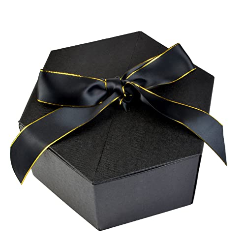 Flash Sale Black Gift Box - 9'' x 8'' x 4'' Gifts Wrap Boxes with Lid, Cover Ribbon and Shredded Paper for Christmas, Wedding, Halloween, Valentines Day, Birthday, Mother Day, Father Day, Engagements, Grooms Gifts