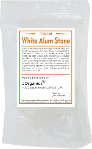 Image of Pure Fitkari Alum Stone | Natural Astringent & Antiseptic for Water Purification, Skin Care, Teeth & Cracks, Deodorant, Sores, After Shave - 250g - White Fitkari
