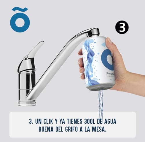 Miniatura 5 de Lata Filtrante Dropson - Filtro De Agua Para Grifo, Membrana De Microfiltración 100 Natural, 300 Litros De Agua Filtrada, Monitorizable Con Smartphone, Llena Una Jarra De 1l En 1 Min.