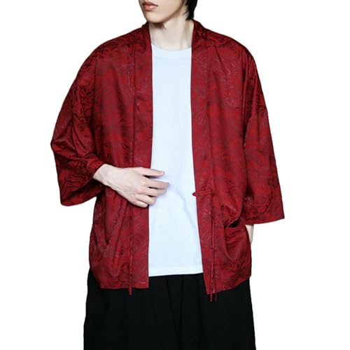 Camisa de seda de hielo masculina estilo cárdigan transpirable contra el calor