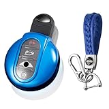 Ysbxitu Coque de clé pour BMW Mini Cooper S Cooper D Cooper SD One Cabrio Clubman Countryman F54 F55 F56 F57 F60 avec coque intérieure en TPU absorbant les chocs   Bleu