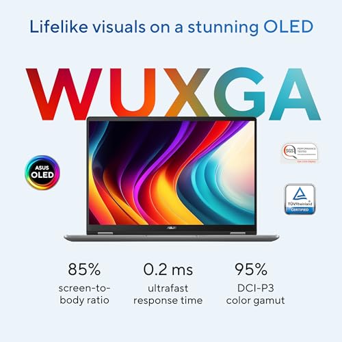 Image of ASUS Vivobook 14 Flip Laptop (2026), Copilot+ PC, 14 inch 16:10 WUXGA OLED Touch Display, Intel Core Ultra 9 386H Processor, Intel Graphics, 32GB RAM, 1TB SSD, WiFi 7, Windows 11 Home, Matte Gray