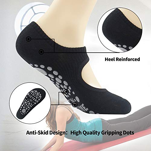 image for Yoga Barre Socks, Ristake Pilates Socks Non Slip Sticky Toe Grip Acces