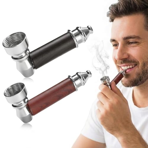 2pcs Tobacco Pipe Set for Smoking: with Wooden Texture & Pouch - for Home Use and Travel – Gift for Smokers & Collectors