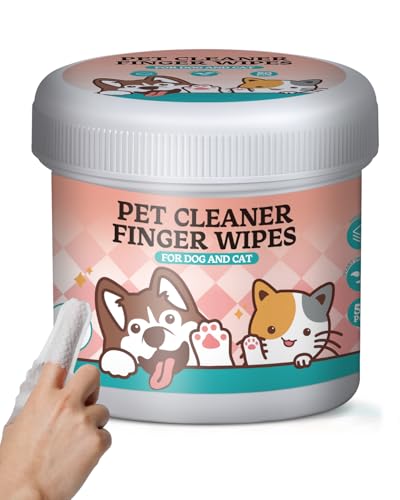 FuzzyNest Pet Finger Wipes for Dogs & Cats – Soft Cotton Finger Wraps for Gentle Oral Area Care, 50PCS Unscented