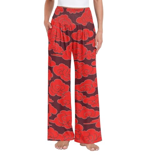 Pantalon large rouge foncé Casualtretch idéal pour le bureau le yoga et la détente