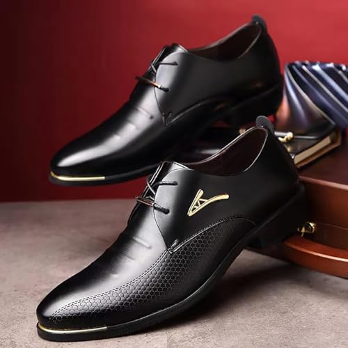 Santimon Men's Leather Lace-Up Dress Shoes Classic Perforated Comfortable Durable Oxfords3