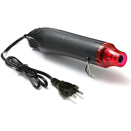 FloweryOcean 300W Mini Pistolet à Air Chaud, 200℃ Décapeur Thermique Portatif, Pour Emballage Rétractable, Gaine Thermorétractable, Fournitures de Résine époxy, Gaufrage, Bricolage à la Main (Noir)