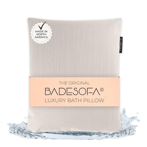 BADESOFA® Luxury Bath Pillow S - Ultra Comfortable & Quick-Drying Bath Back Pillow - Washable Full Body Bath Pillow for Bathtub - Therapeutic Head and Neck Support - Luxury Spa Cushion in Ivory Pearl
