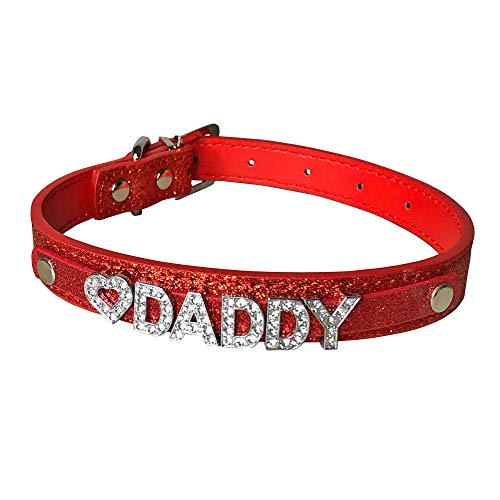 Daddy Dom DDLG/ABDL Leather Collar (Dark red)