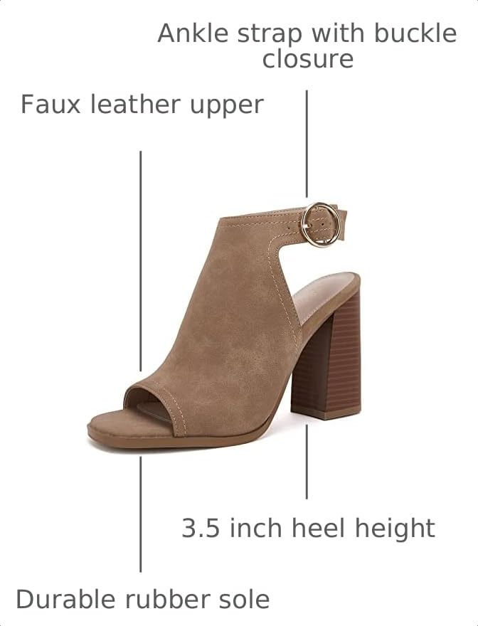 Image of Ermonn Women's Open Peep Toe Sandals Chunky Block High Heel Cutout Booties