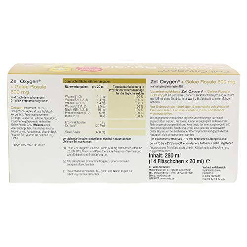 ZELL OXYGEN + Gelee Royale 600 mg Trinkampullen 14X20 ml – Bild 3