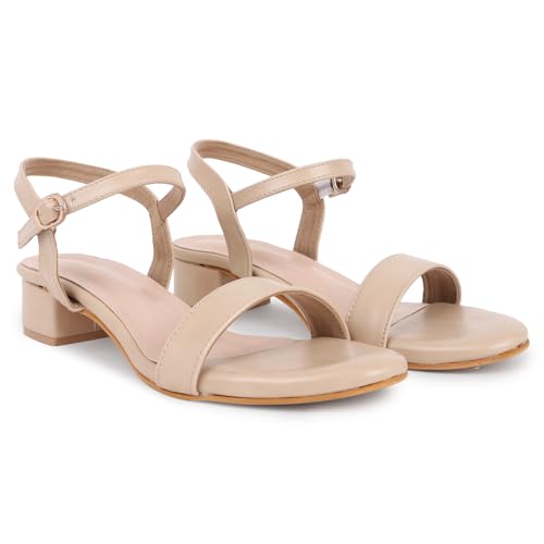 Image of TRASE Women Block Heel Sandals with Ankle Strap, Stylish and Comfortable Design, Perfect for Casual Outings