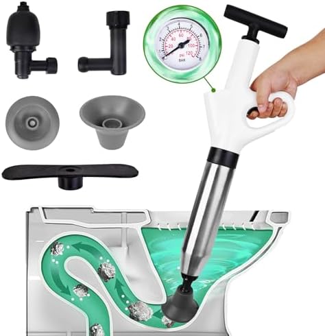 Toilet Plunger,Stainless Steel Toilet Clog Remover,High-Pressure ...