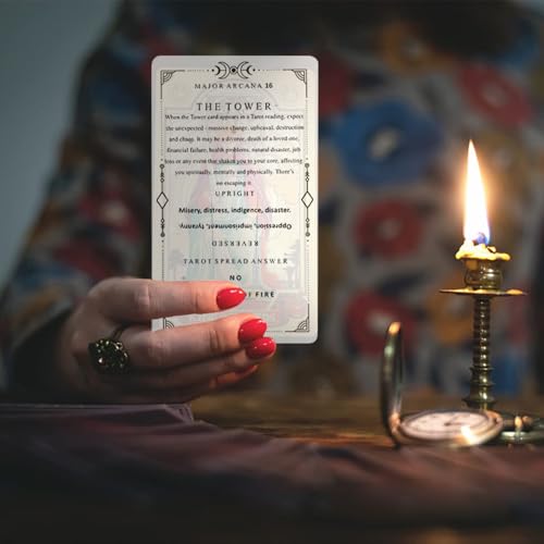 GINCEVHY 78 Clear Text Pattern Tarot Cards, Classic Tarot Learning Deck Fortune Telling Game with Meanings on Them for Beginner - Thumbnail 5
